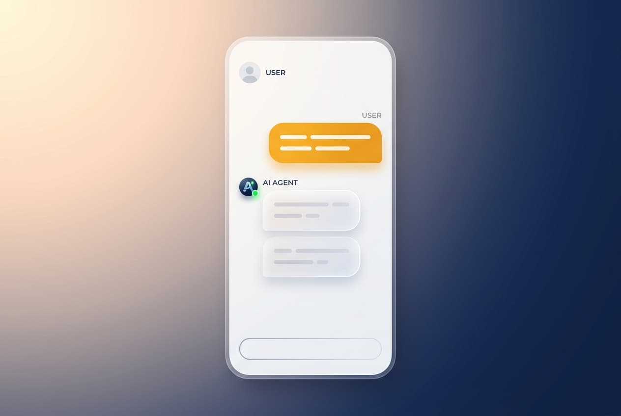 A friendly chat interface where a person talks to an AI agent in plain language.